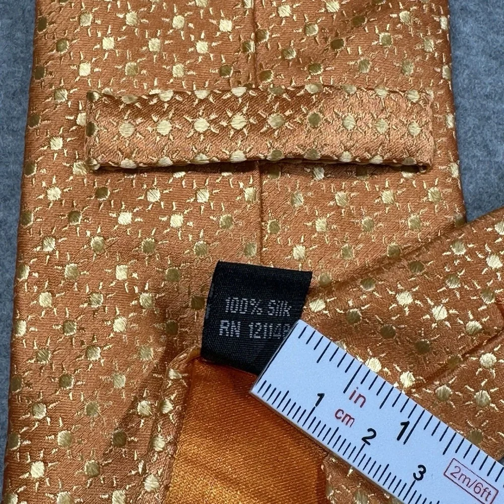 Sunburst Silk Tie Orange Gold Celestial Novelty Wedding Men's Necktie 59x3.5in - Picture 4 of 7